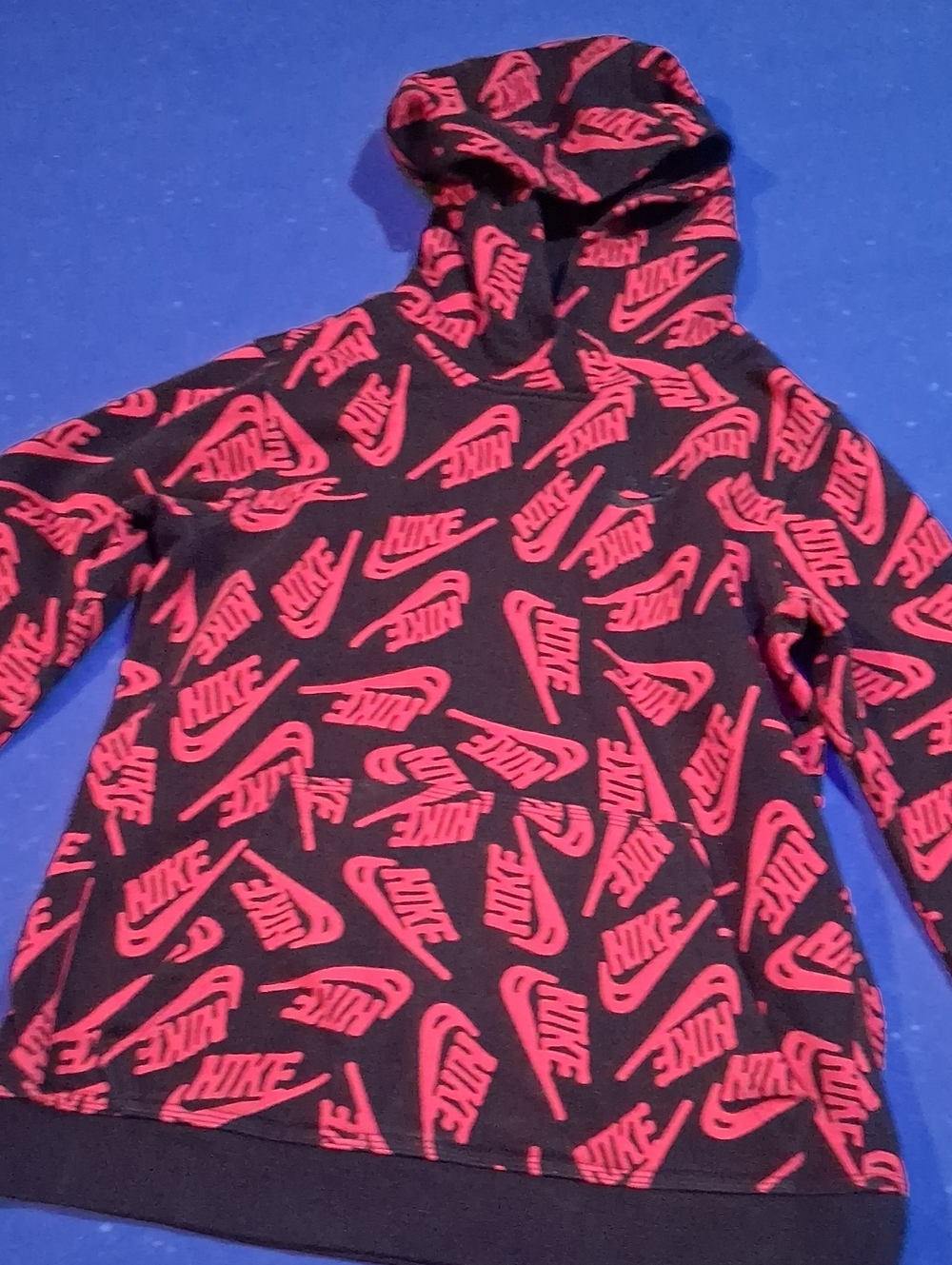 Nike Black Hoodie with Red Allover Logo